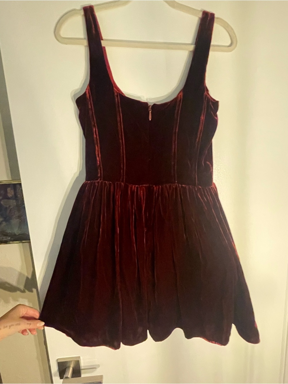 Reformation Contessa Velvet Burgundy Fit and Flare Mini - Picture 4 of 6